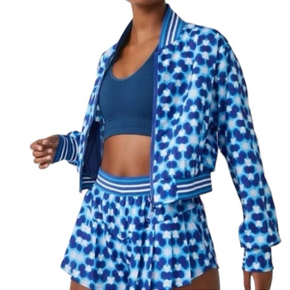Free People Movement Womens Top Seed Tennis Jacket in Blue Combo Size Small